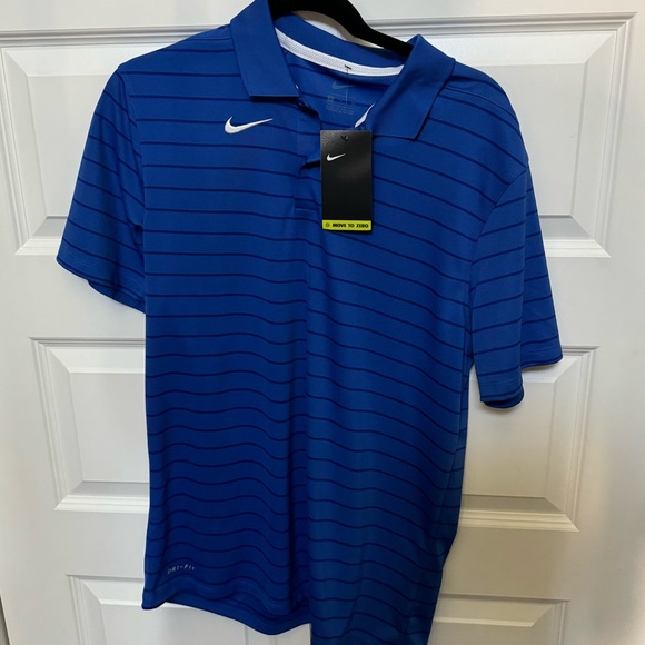 NWT men’s Nike dri fit blue striped polo shirt size small - Picture 3 of 4